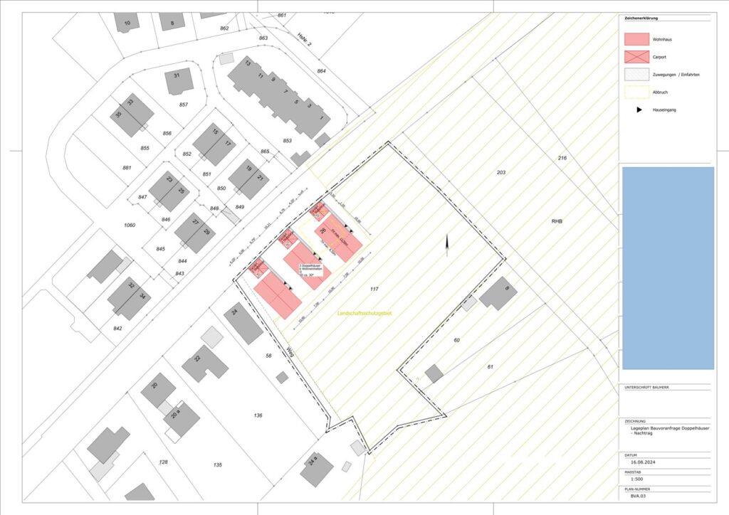 Lageplan Bauvoranfrage Doppelhäuser